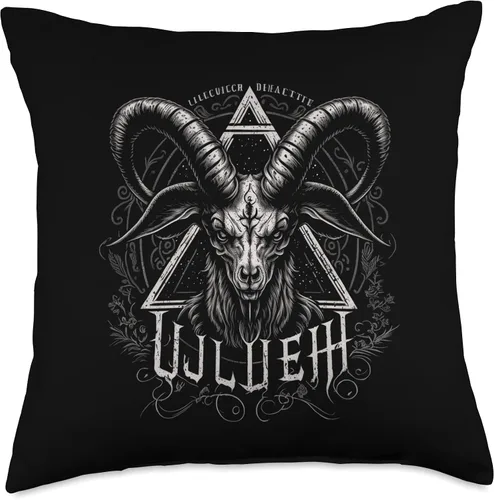 Baphomet Pentagtam Goat by Zynx Almohada pagana de cabeza de cabra satánica, pentagrama Baphomet Occult Evil Pagan, 18 x 18 pulgadas, multicolor