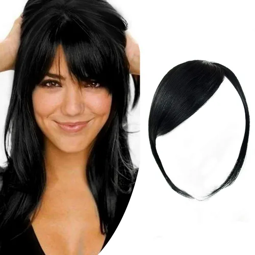 Miniatura 9 de Shinon Flequillo lateral grueso, extensiones de cabello humano real, color marrón claro