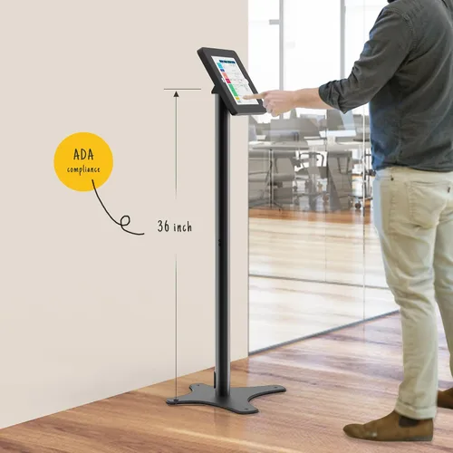 Miniatura 2 de Soporte de piso para tableta compatible con iPad 7 8 9 de 10.2 pulgadas, rotación de metal con cerradura para tableta+poste de aluminio+base