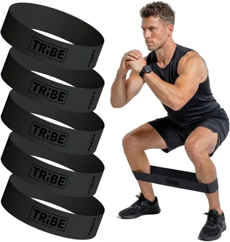 Tribe Lifting - Bandas de resistencia de tela para glúteos y piernas | Juego de 5 bandas de tela para entrenamiento | Bandas gruesas de glúteos para