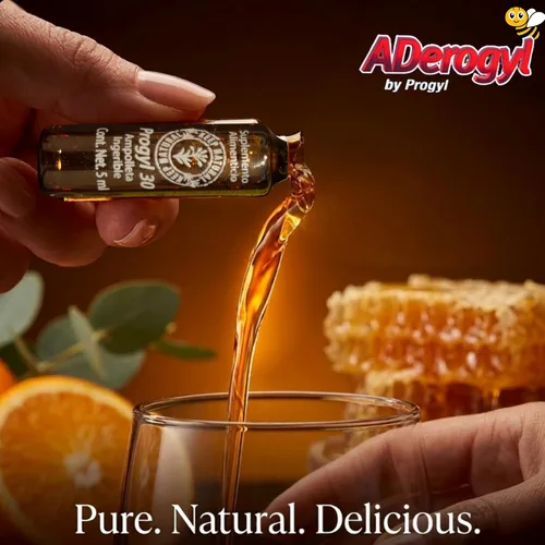 Miniatura 7 de Aderogyl - Líquido Oral de Vitaminas con A, C, D, E, Zinc, Miel de Abeja, Própolis y Extractos Botánicos - Sabor Natural a Naranja - 5 Ampolletas