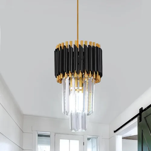 Miniatura 7 de Araña de Cristal Dorada Accesorios de Luz Colgante Moderna de Cristal para Isla de Cocina D7.5'' Araña Negra y Dorada para Comedor Dormitorio Sala
