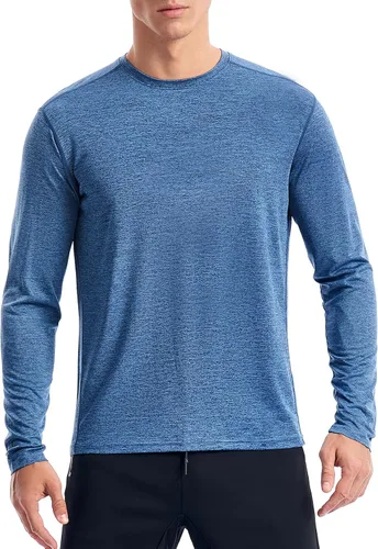Miniatura 9 de Zengjo Camisetas atléticas que absorben la humedad para hombre, de manga larga, para entrenamiento, correr, gimnasio, rendimiento, protección UV
