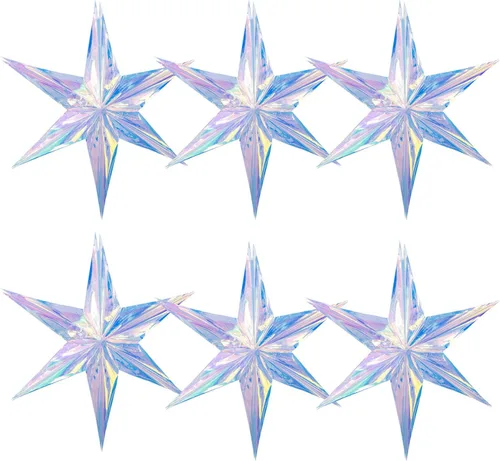 Miniatura 9 de 2 piezas de 30 pulgadas de adorno colgante de techo de forma de candelabro iridescente de papel de aluminio transparente, adornos decorativos