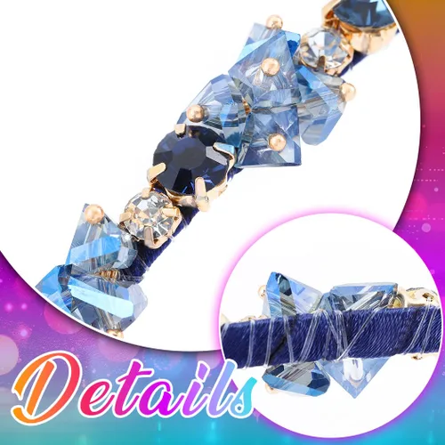 Miniatura 5 de Urieo Diadema de cristal con gemas azules, accesorio para el cabello de diamantes de imitación para mujer