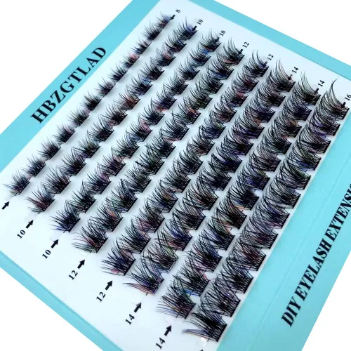 Miniatura 2 de Mezcla de pestañas postizas 3D esponjosas de un solo racimo, abanicos de volumen, pestañas individuales segmentadas naturales para extensión