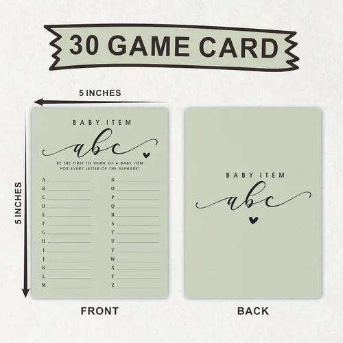 Miniatura 2 de NYCTUG 30 tarjetas de juego ABC para artículos de bebé, juego del alfabeto de relleno de 5 x 7 pulgadas para baby shower, revelación de género