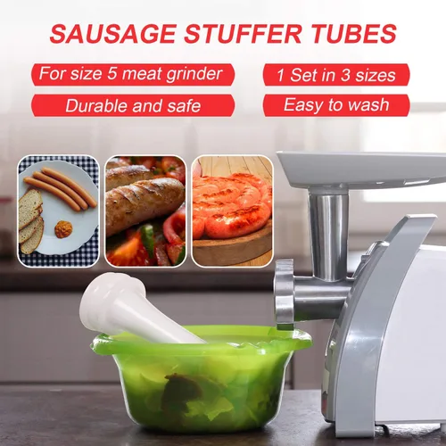 Miniatura 5 de Mudder 9 piezas de tubos de relleno de salchichas, accesorio para picadora de carne de cocina a granel, tubos de plástico, herramienta de llenado