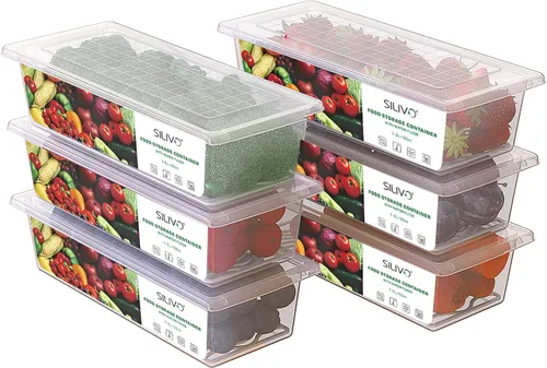 Miniatura 10 de SILIVO Contenedores de almacenamiento para refrigerador (paquete de 3) - 2.5L con bandeja de drenaje para mantener frescas las verduras, frutas