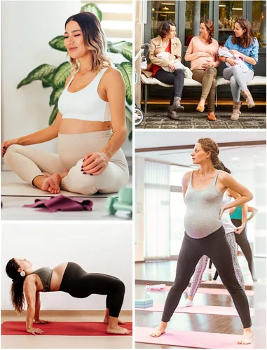 Miniatura 5 de Ewedoos Leggings de maternidad sobre el vientre con bolsillos, cintura alta, leggings de embarazo para mujer, pantalones de yoga de maternidad