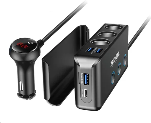 Miniatura 7 de Divisor de Encendedor de Cigarrillos, Adaptador de Coche NDDI POWER 12V/24V de 3 Enchufes con 20W PD3.0 USB-C y Tres Puertos USB QC3.0, Encendedor