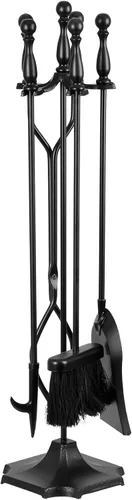 Miniatura 8 de Nouva Juego de 5 herramientas para chimenea - Mango negro de hierro forjado Accesorios Accesorios Herramientas - Pinzas de póquer de soporte