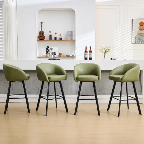 Miniatura 12 de FIRAVOE Juego de 2 taburetes de bar, taburetes de bar giratorios de altura de mostrador de 26", con respaldo y reposabrazos, taburetes de bar