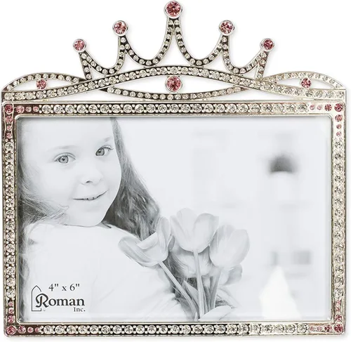 Miniatura 3 de Roman Giftware Inc., Caroline Collection, New Baby, marco de corona de princesa de 6 pulgadas de alto, religioso, inspirador, duradero (6 x 1 x 5)