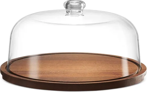 Miniatura 8 de Godinger - Soporte para tartas, plato para servir tartas con cúpula, madera de acacia y tapa acrílica a prueba de roturas