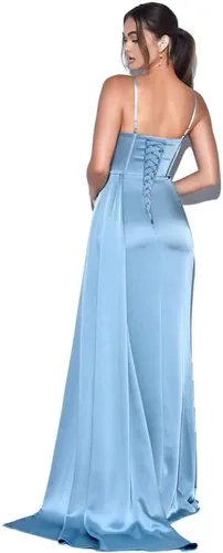Miniatura 2 de Vestido de dama de honor para mujer, sin tirantes, largo, para fiesta de noche, con tirantes delgados, vestidos de dama de honor para boda LN066