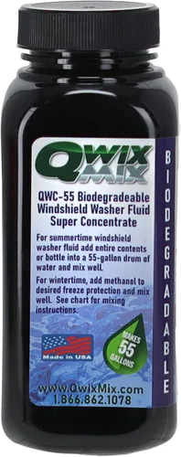 Qwix Mix Líquido concentrado de limpiador de parabrisas, 1 botella hace 55 galones, 100% biodegradable para eliminar la suciedad y la suciedad,