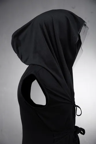 Miniatura 7 de ByTheR Capa con capucha para hombre, sin mangas, de malla, corte abierto, chaleco gótico oscuro, negro, Negro