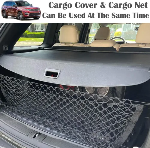 Miniatura 4 de Cubierta de Carga para 2022-2024 2025 2026 Jeep Grand Cherokee Accesorios (2 Filas; WL) 4XE, Funda de Seguridad para Equipaje Retráctil de Cuero