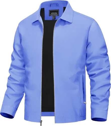 Miniatura 11 de TACVASEN Chaqueta Cortavientos Ligera para Hombre con Cremallera Completa Cuello Plegable Chaquetas Abrigo Casual Ligero con Bolsillos con Cremallera