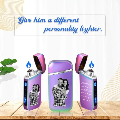 Miniatura 7 de Fortheday Encendedor eléctrico personalizado para hombres, encendedor grabado personalizado con encendedores recargables por USB para el día