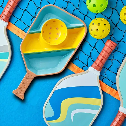 Miniatura 3 de Bandeja de aperitivos de paleta de pickleball - Bandeja de servir con bolas de pepinillo para aperitivos - Bandeja de servir en forma de paleta