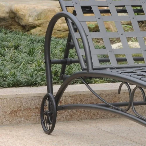 Miniatura 3 de Pemberly Row Tumbona contemporánea de hierro para patio, 73 x 26 x 15 pulgadas, acabado negro antiguo, marco con recubrimiento en polvo resistente a