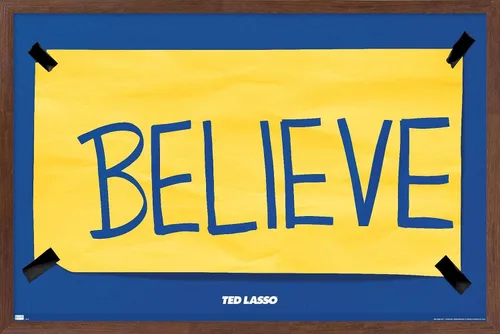 Miniatura 9 de Trends International Ted Lasso - Póster de pared Believe, 14.725 x 22.375 pulgadas, versión enmarcada de madera de granero