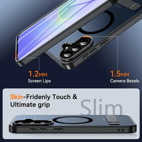 Miniatura 6 de OWKEY Funda para Samsung Galaxy A37/A36 5G Bark Phone Pro con soporte, magnética a prueba de golpes para Magsafe translúcida mate cubierta para A37