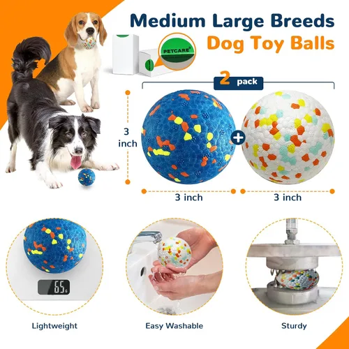 Miniatura 6 de Petcare Paquete de 2 pelotas para perros, juguetes para masticadores agresivos, pelotas de tenis indestructibles para perros medianos y grandes