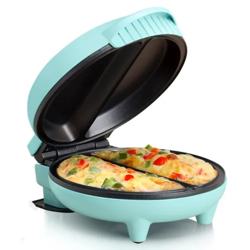 Miniatura 14 de Holstein Housewares Máquina de omelete y frittata de 2 secciones de acero inoxidable, revestimiento antiadherente, fácil de limpiar, luces Negro