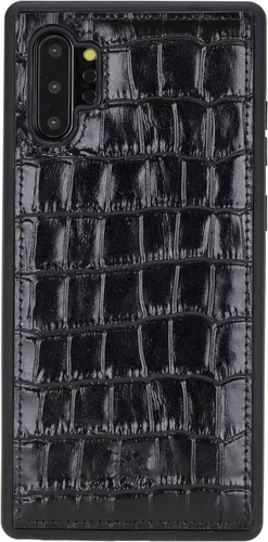 Miniatura 88 de Venito Lucca - Funda de piel compatible con Samsung Galaxy Note 10 (6,3 pulgadas), extra segura, con cubierta trasera acolchada, cocodrilo negro