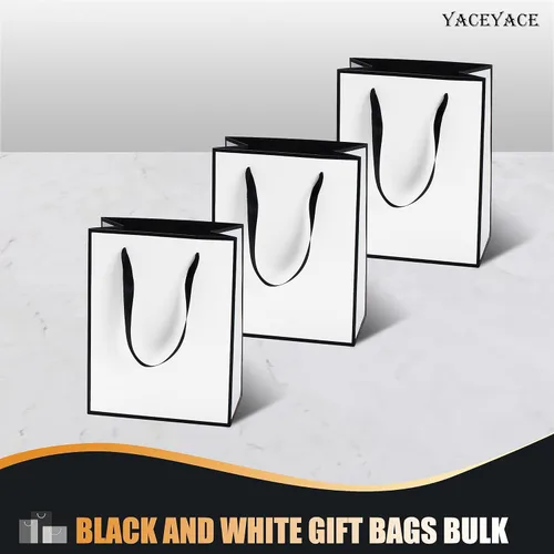 Miniatura 6 de Bolsas de regalo de tamaño mediano, venta al por menor, mercancía Blanco Negro