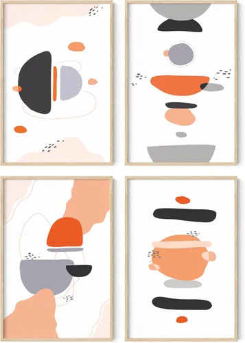 Miniatura 26 de HAUS AND HUES Arte abstracto para pared en blanco y negro, juego de 4 pósteres minimalistas en blanco y negro para paredes, pósteres estéticos Juego