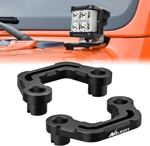Nilight Soporte de montaje de luz para capó para pilar A delantero Auxiliar Offroad LED Pod Luces de trabajo en Jeep Wrangler JL/JLU 2020-2023 Pilar