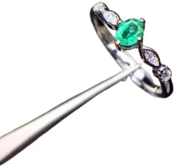 Miniatura 2 de Anillo de plata de esmeralda colombiana natural 1 ct