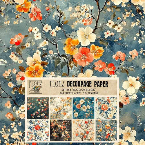 Miniatura 17 de Decoupage - Paquete de papel (24 hojas de 6 x 6 pulgadas), patrón de flores de neón FLONZ, papel de estilo vintage para decoupage, manualidades