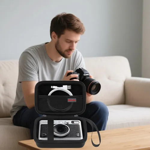 Miniatura 9 de Elonbo Estuche de transporte para cámara instantánea Fujifilm Instax Mini EVO/cámara híbrida de película instantánea EVO, 2 en 1 portátil mini Negro
