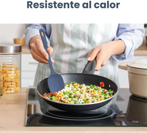 Miniatura 7 de ChefAide Juego de 5 espátulas de silicona, espátula de goma de grado alimenticio, mango fuerte mejorado con agarre ergonómico, resistente al calor