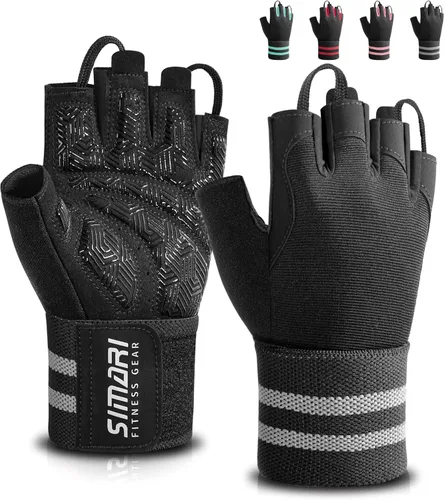 SIMARI Guantes de gimnasio de entrenamiento para hombres y mujeres, guantes de levantamiento de pesas con soporte para muñeca, agarre de almohadilla