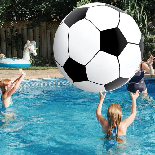 Miniatura 4 de Lewtemi Gran Pelota de Fútbol Inflable Gigante, Bola de Playa Inflable Grande para Deportes de Playa y Piscina, Juguetes de Decoración para Fiestas