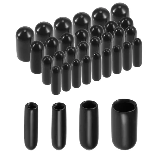 Miniatura 7 de uxcell 40 tapas redondas de goma de 3/32" 1/8" 5/32" 1/4" cubierta de vinilo negro tornillo protectores surtido