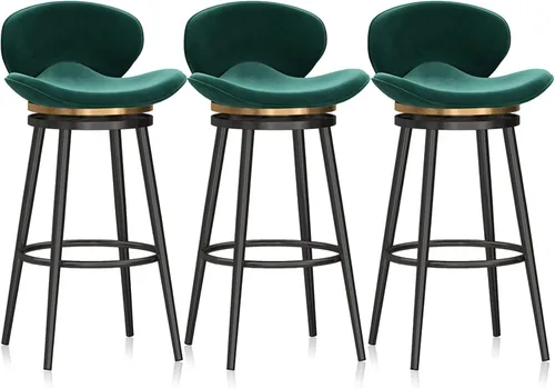 Miniatura 20 de Taburete de bar moderno con Patas de Metal Negro, giratorio de 360 grados, cómodo y tapizado, ideal para el hogar, bar, cocina, isla, comedor o Pub