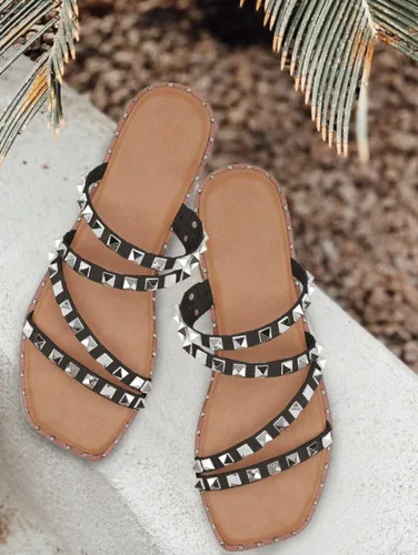 Miniatura 4 de JeimPoey Sandalias planas para mujer con puntera abierta, con tiras planas