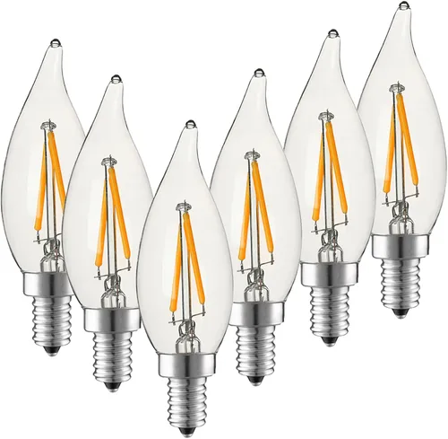 Miniatura 8 de Bombilla LED Regulable para Candelabro Equivalente a 60W, Bombilla LED E12 2700K Blanco Cálido Suave, Bombillas para Lámpara de Araña, 6W 650LM CA10