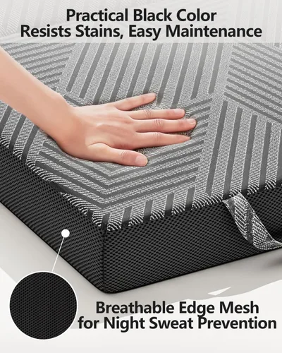Miniatura 6 de Colchón triple plegable de 6 pulgadas, cama plegable de espuma viscoelástica, cero olor, funda extraíble 100% poliéster, asas resistentes, malla