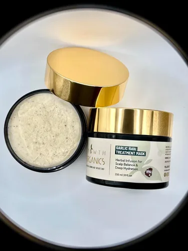 Miniatura 3 de Growth Organics - Máscara capilar de ajo con ajo, chebe, aceite de ricino negro jamaicano, biotina, aloe vera, extractos de romero y jengibre