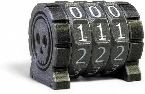 Miniatura 15 de Life Counter Health Tracker para juegos de mesa, TTRPG y juegos de cartas con símbolo de calavera, compatible con MTG, 2 ruedas azules con números