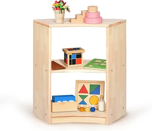 Miniatura 4 de Estante de almacenamiento Montessori curvado de 3 niveles - Organizador infantil para juguetes, libros y suministros de arte, muebles de gabinete