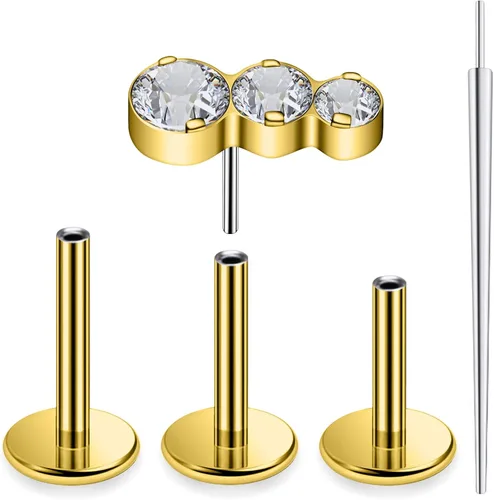 Miniatura 14 de 20G 18G 16G Astm F136 - Aretes de titanio sin rosca con parte trasera plana, tragus hélice, caracola, piercing, nariz, labio, hélice, cartílago